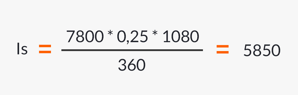 Fórmula de ejemplo para calcular el interés anual simple.