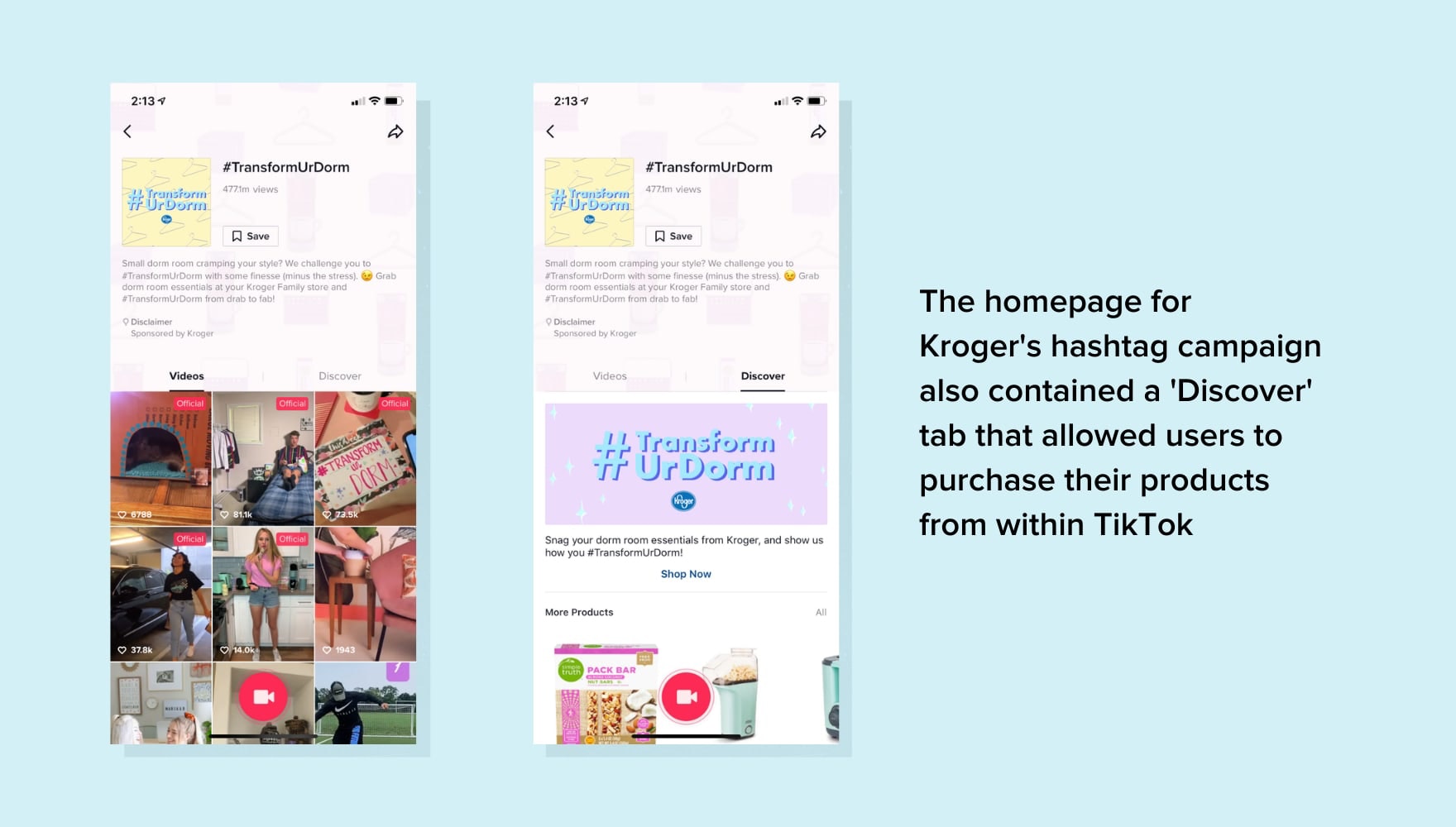 Capturas de pantalla de la campa&ntilde;a publicitaria de pago de TikTok de Kroger