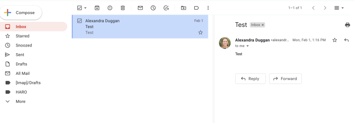 Panel de vista previa dividido en Gmail