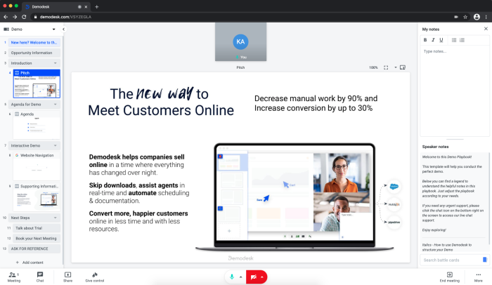 Captura de pantalla de Demodesk para compartir pantalla