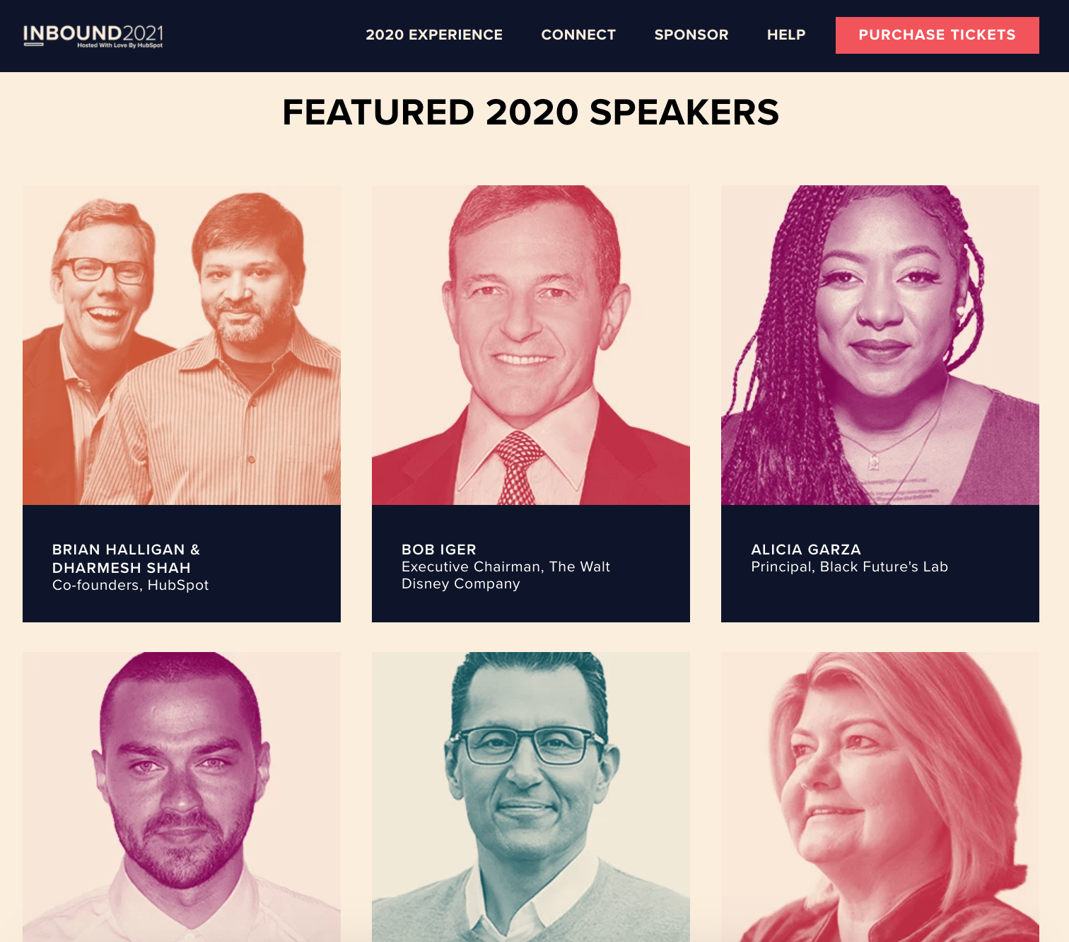 El dise&ntilde;o de la p&aacute;gina de inicio del sitio web de la conferencia INBOUND