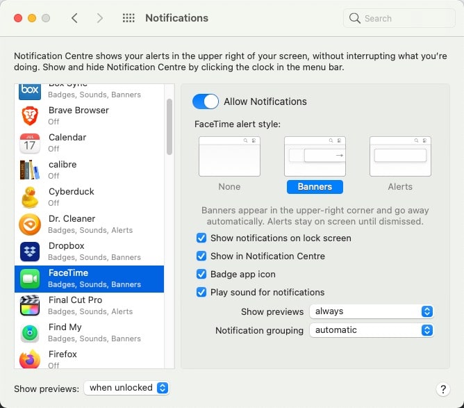 Configuraci&oacute;n de notificaciones en macOS
