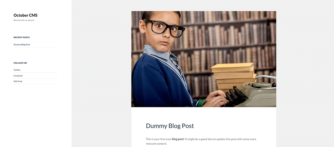 La página de blog de OctoberCMS probada
