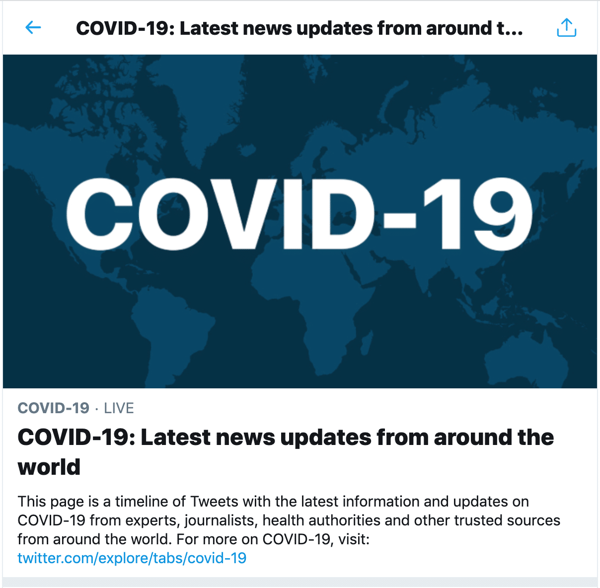 Las principales actualizaciones de Twitter que necesita saber: enero de 2021 Página de actualización de COVID 19