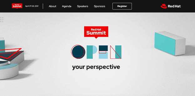 El dise&ntilde;o de la p&aacute;gina de inicio del sitio web de la conferencia de la cumbre de red hat