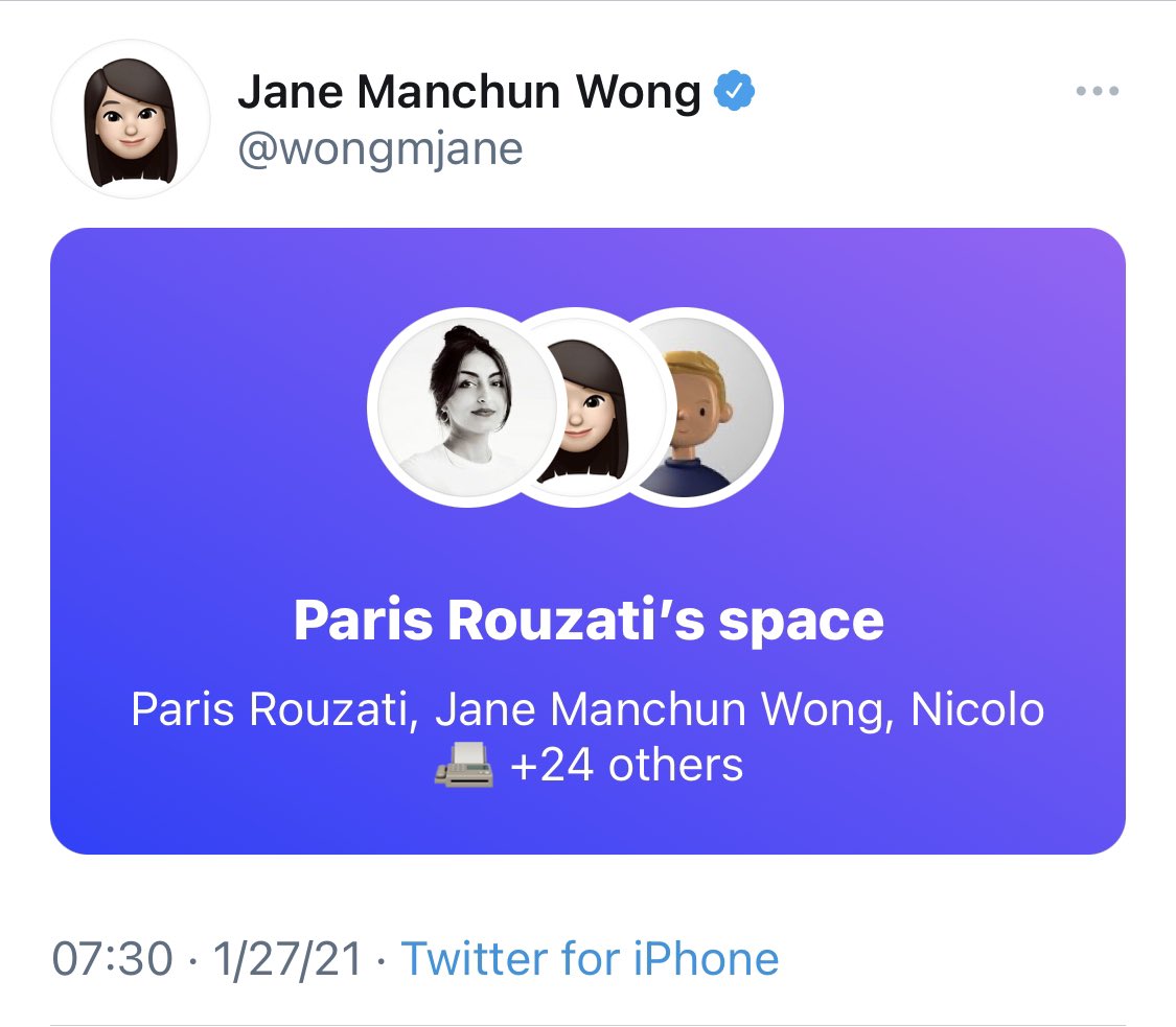 cuadro de espacios morados dentro del tweet