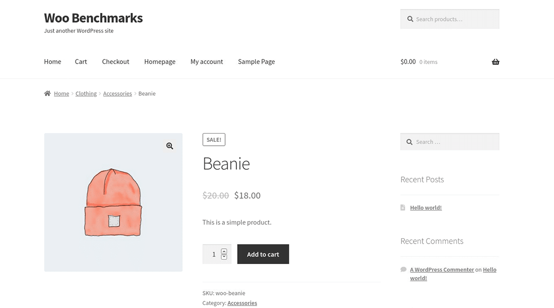 La página de producto único de WooCommerce probada