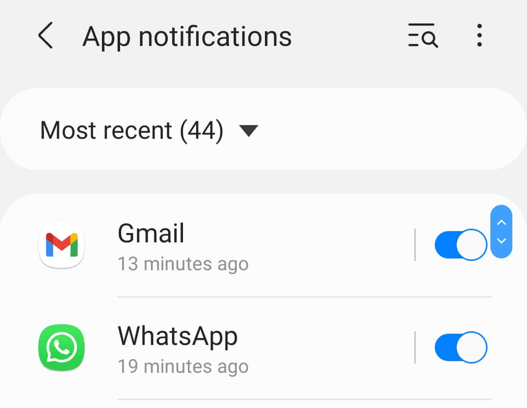 notificaciones de aplicaciones de Android
