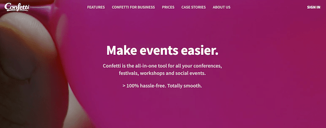 Sitio web de eventos de confeti de extensiones de dominio