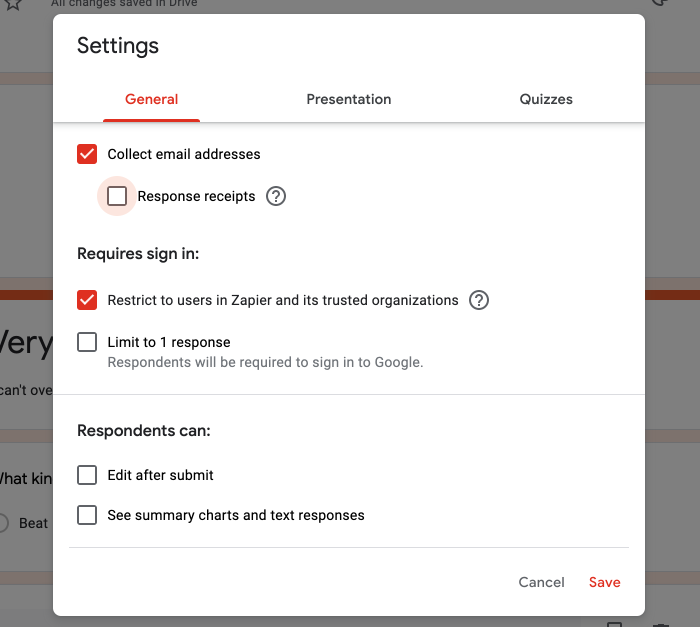 google-forms-tips-03-response-recibos Marcando la casilla de recopilar direcciones de correo electrónico