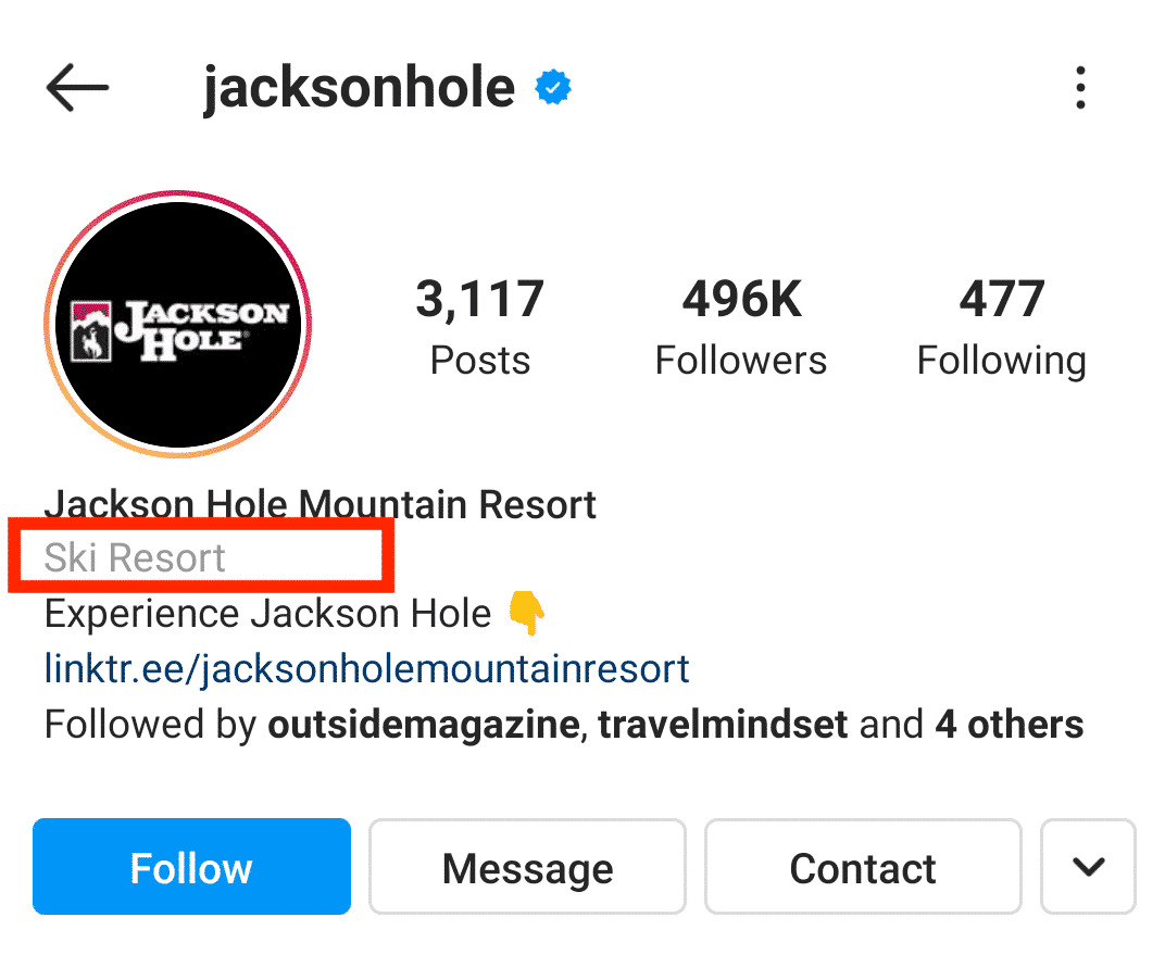 17 ideas biográficas de Instagram + cómo crear las tuyas propias (plantillas) Categoría de estación de esquí de Jackson Hole