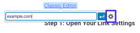 Acceder a configuraciones de enlaces adicionales en el Editor cl&aacute;sico