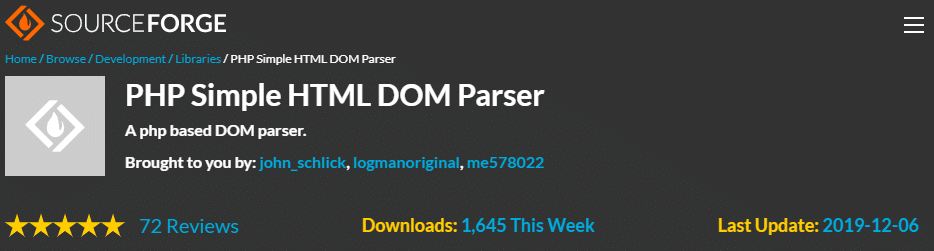 Herramienta PHP Simple HTML DOM Parser