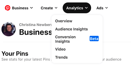 Cómo crear un informe de redes sociales (incluye una plantilla gratuita) Acceso a Pinterest Analytics