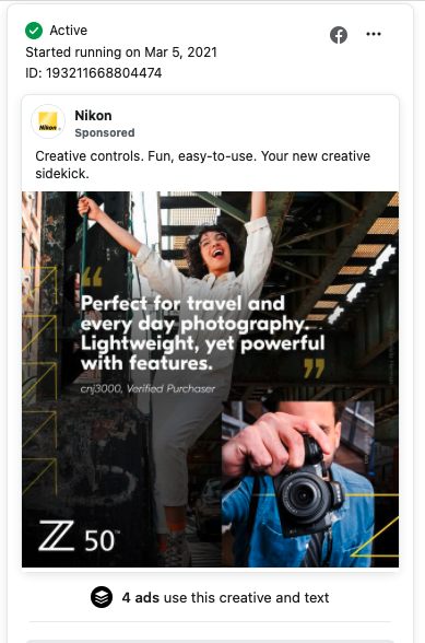 Anuncio testimonial de Facebook