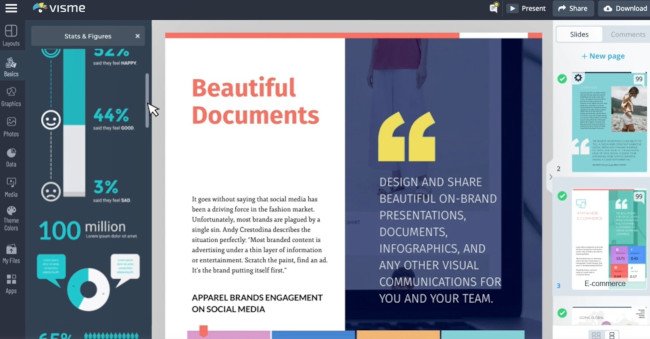 Visme herramienta de dise&ntilde;o en l&iacute;nea para crear gr&aacute;ficos y tablas.