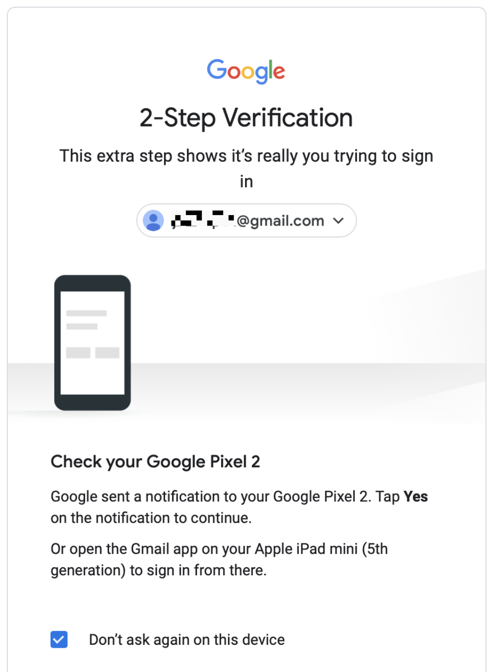 El mensaje de verificaci&oacute;n de dos pasos de Google