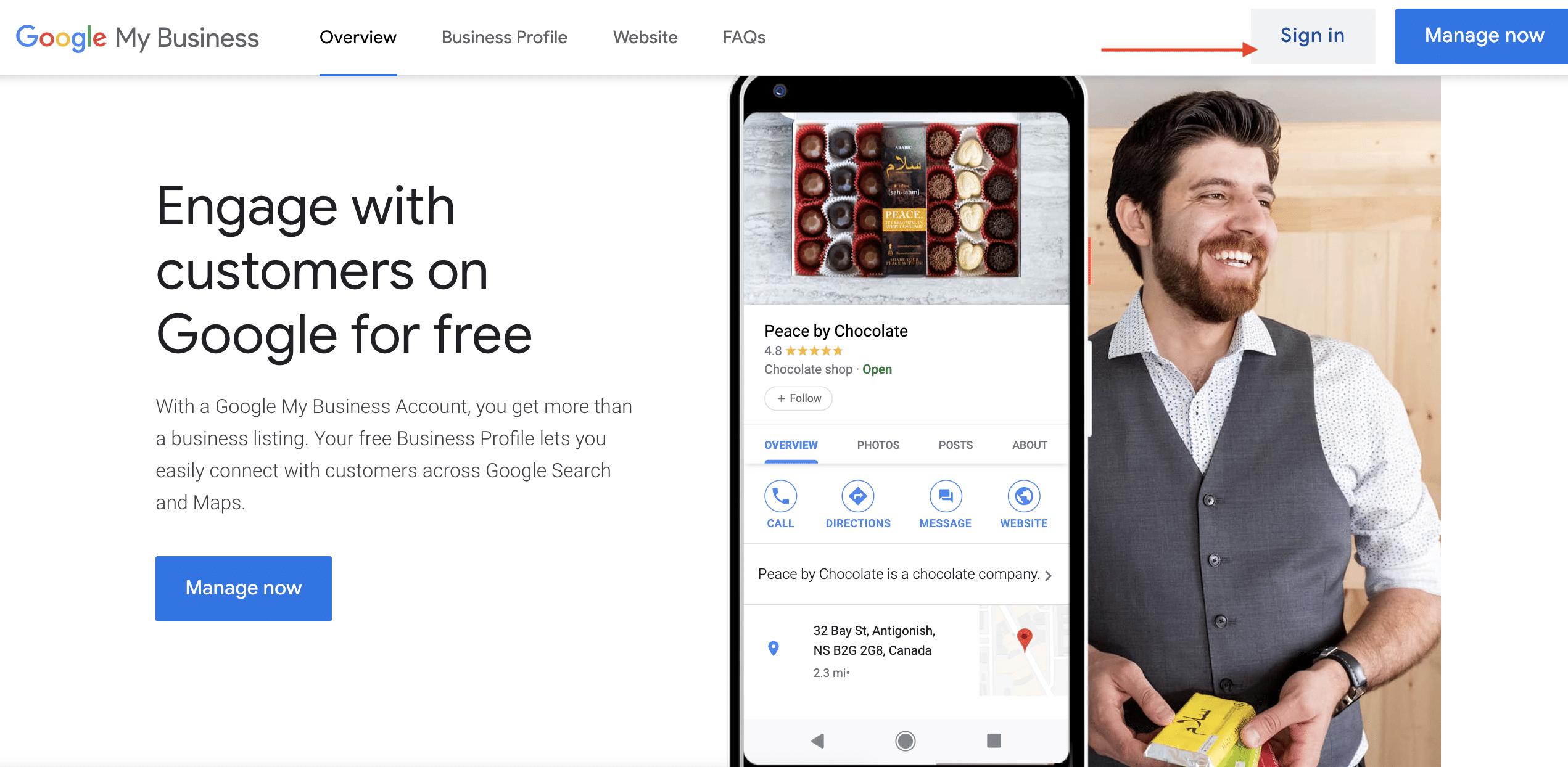 iniciar sesi&oacute;n en el perfil de Google My Business