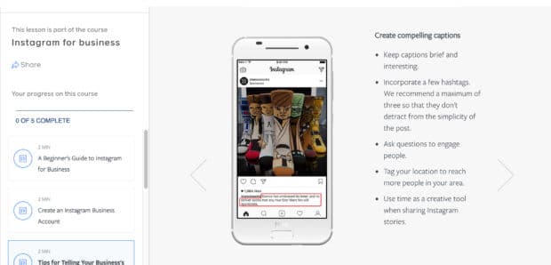 Instagram para empresas de Facebook Blueprint