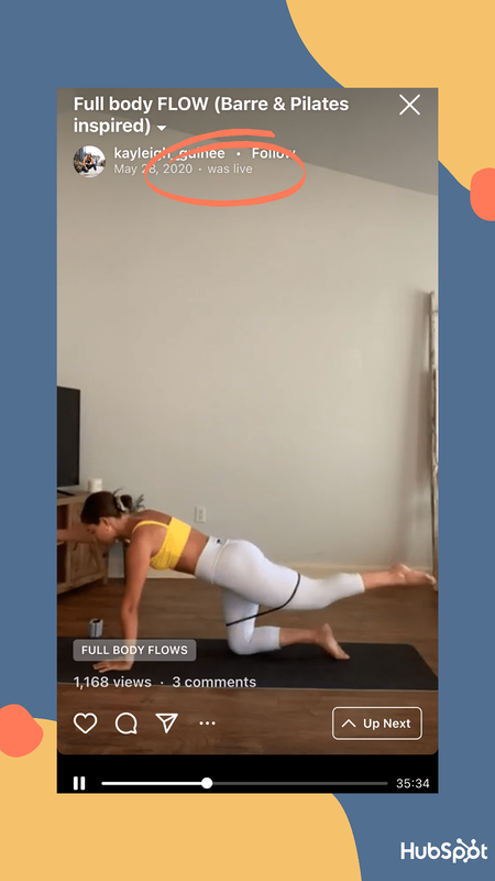 Kayleigh Guinees IGTV video de un Instagram Live entrenamientos