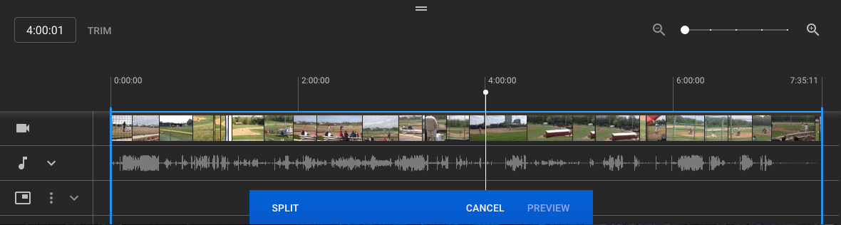 Video dividido de YouTube Studio