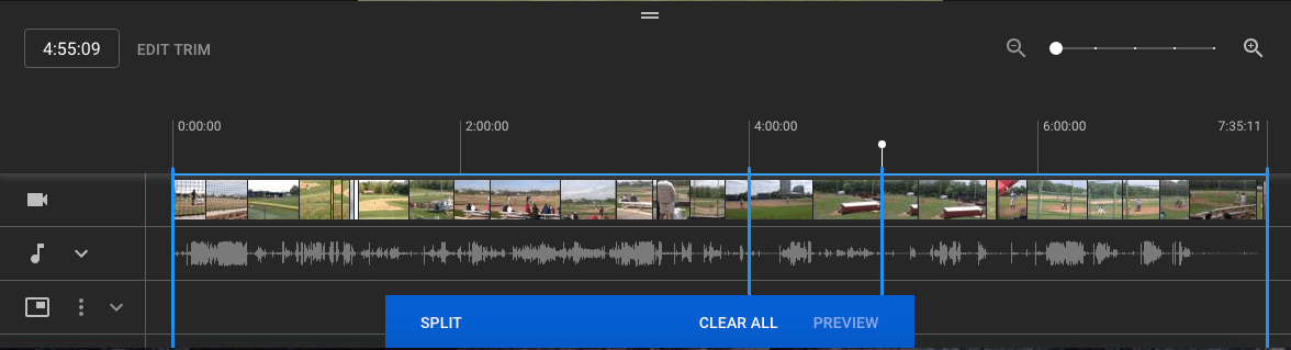 Video dividido de YouTube Studio