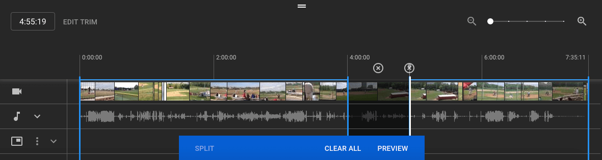 Video dividido de YouTube Studio