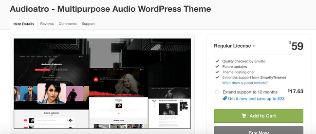 Los 15 mejores temas de WordPress para podcasters en 2021 Tema Audiotara wordpress para podcasts