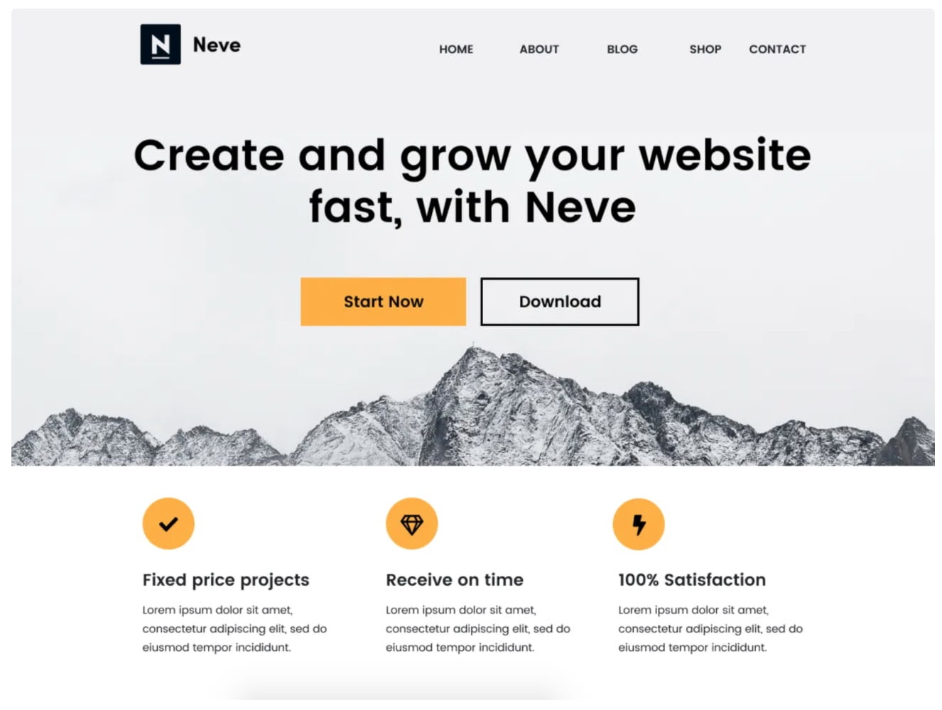 Neve tema gratuito de blogs de WordPress