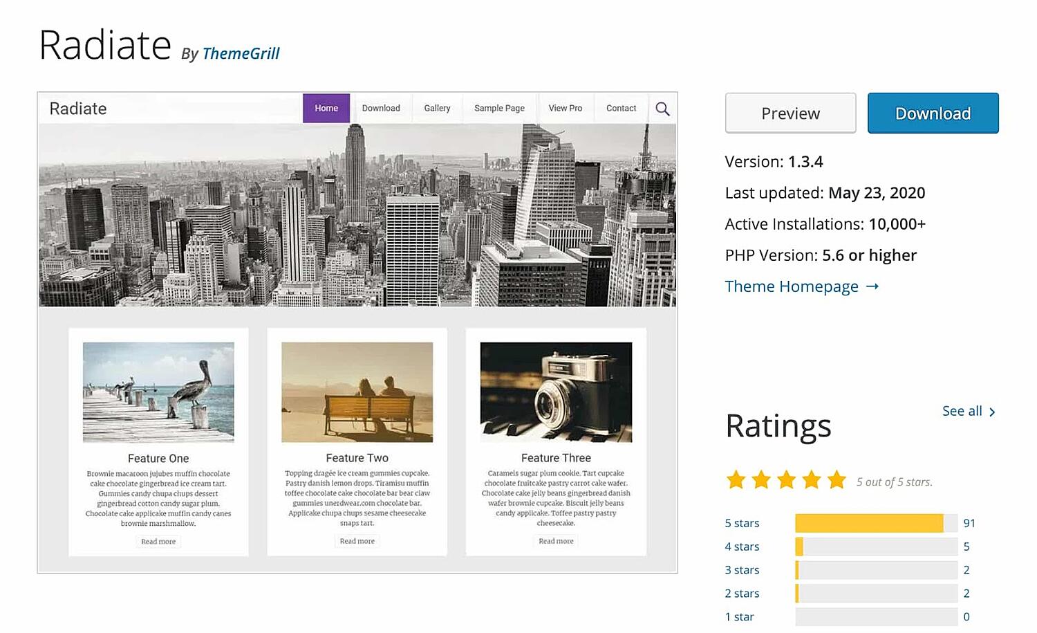 Irradiar tema gratuito de blogs de WordPress