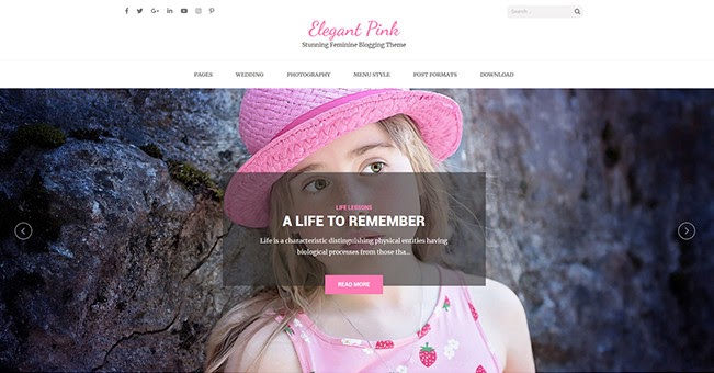 Elegante tema de blogs gratuito de WordPress Pink