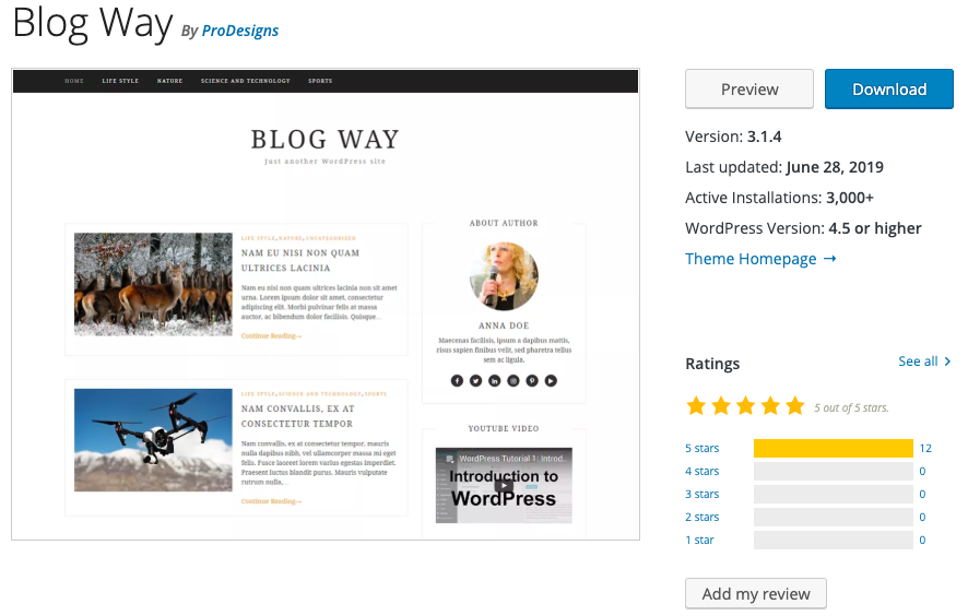 Blog Way tema gratuito para blogs de WordPress