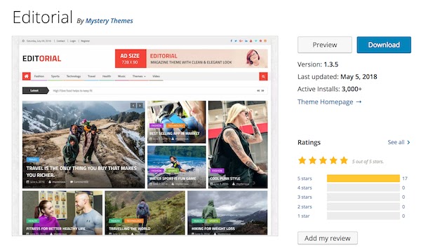 Tema editorial gratuito para blogs de WordPress