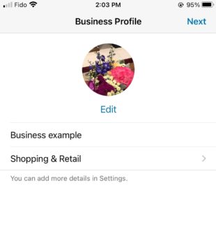 complete los detalles en el perfil comercial