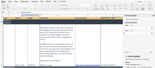 un ejemplo de la funci&oacute;n concatenar en Excel