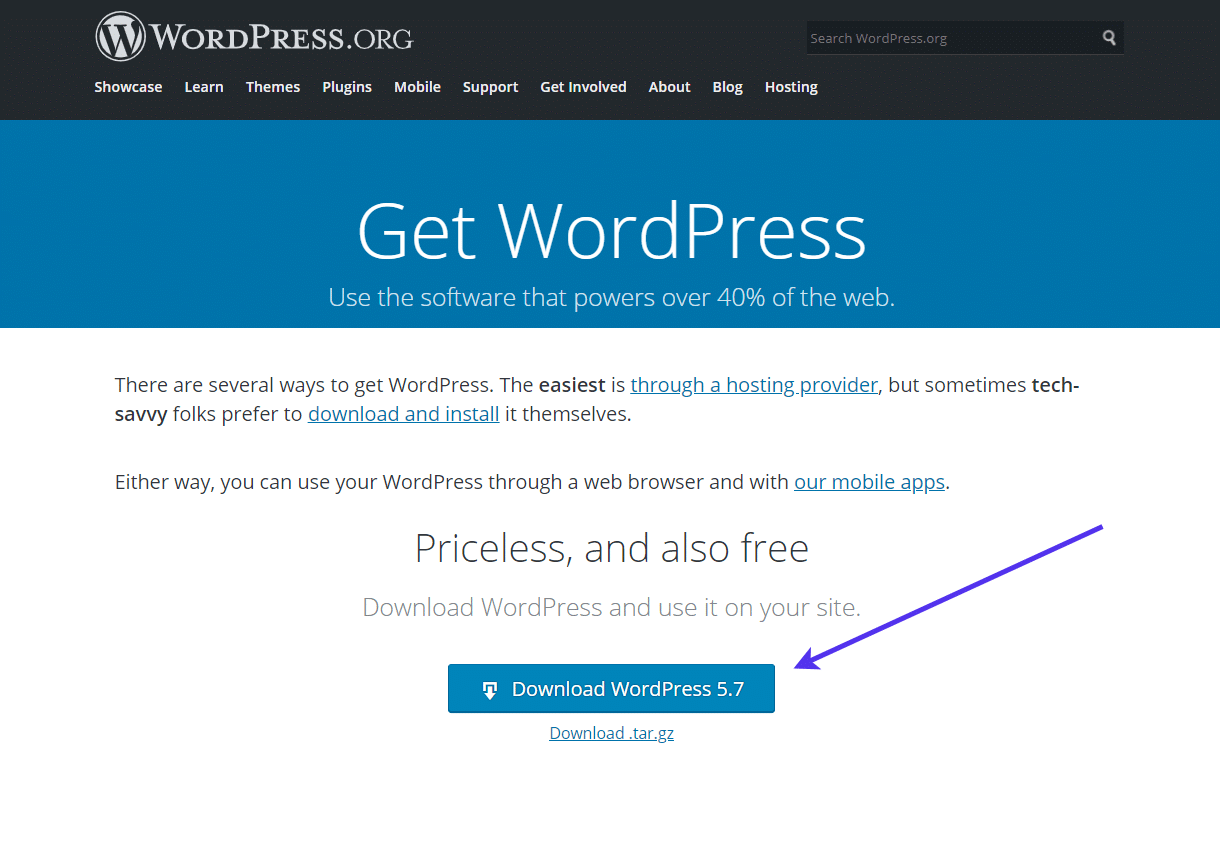 Descargando la &uacute;ltima versi&oacute;n de WordPress.