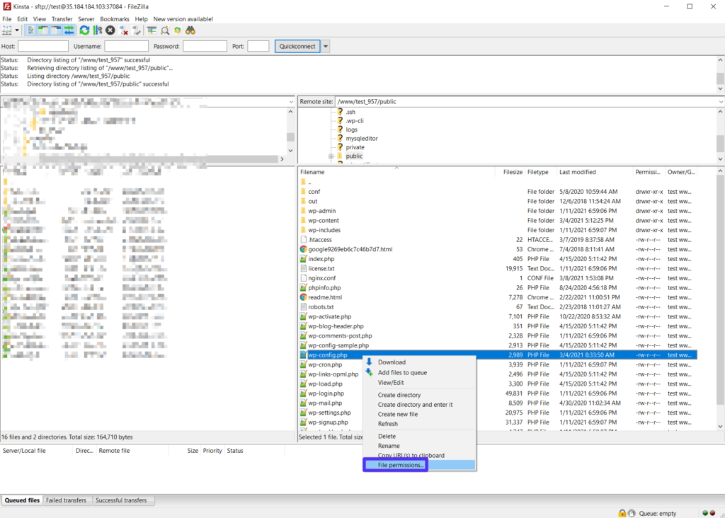 C&oacute;mo cambiar los permisos de archivos usando FTP