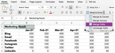 C&oacute;mo fusionar dos celdas en Excel