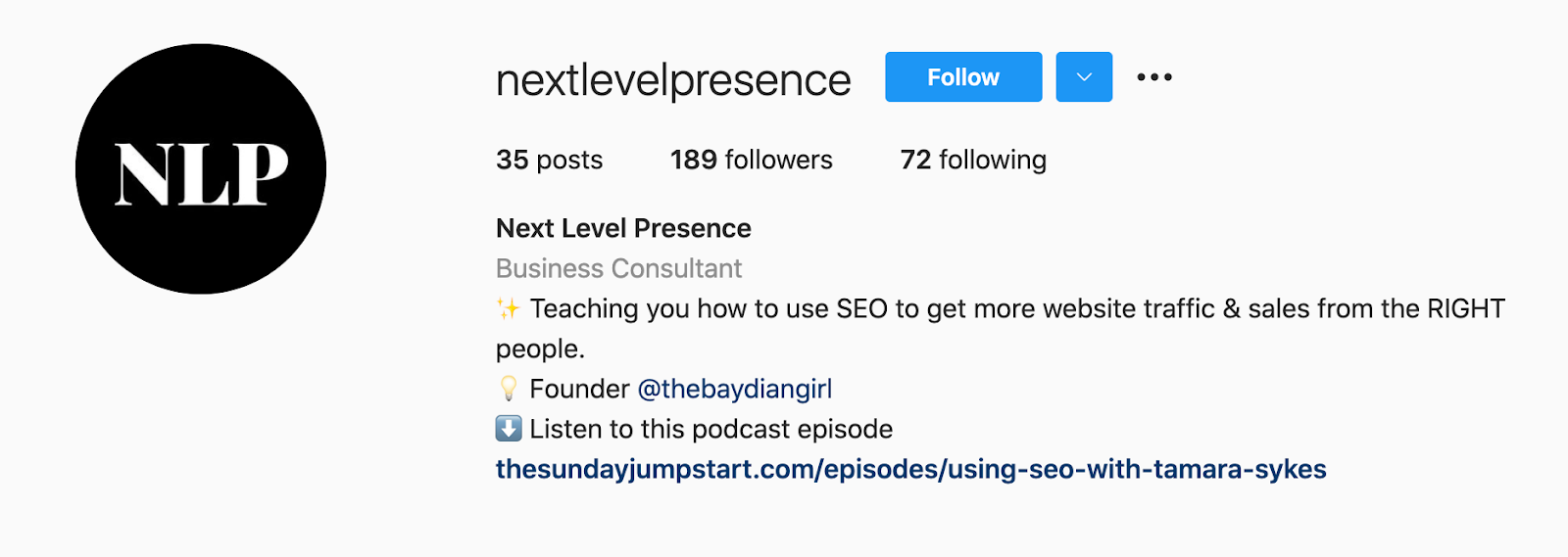 ejemplo de c&oacute;mo conseguir m&aacute;s seguidores en instagram con un perfil optimizado 