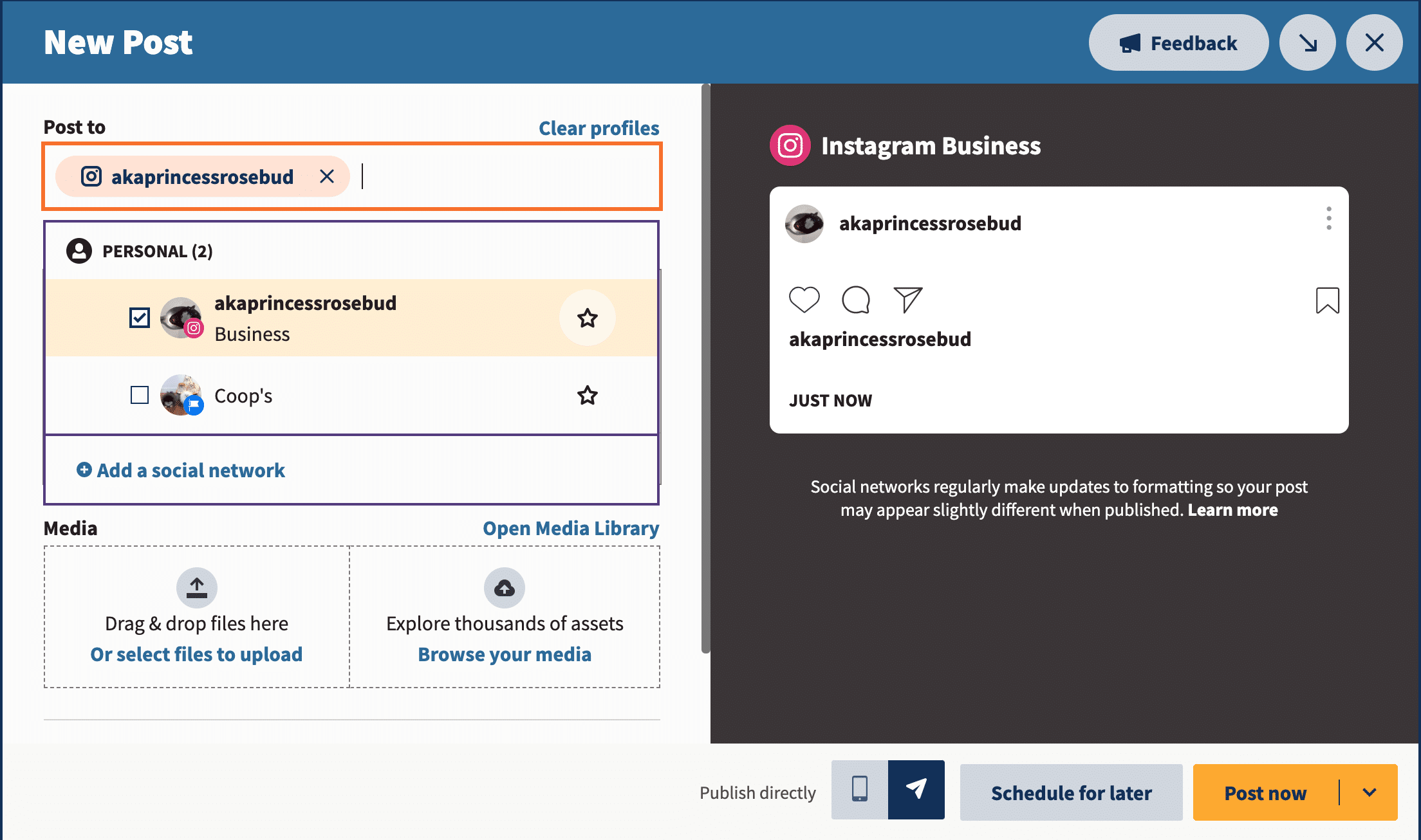 Cómo programar publicaciones de Instagram (3 métodos + consejos adicionales) Seleccione la cuenta de Instagram preferida de la lista