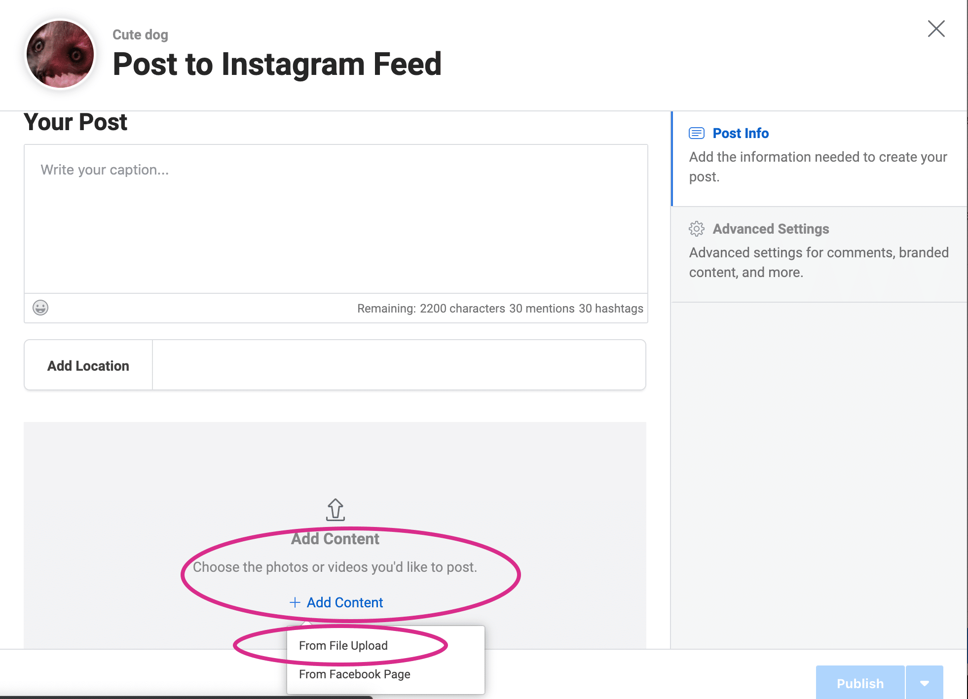 Cómo programar publicaciones de Instagram (3 métodos + consejos adicionales) Uso de Creator Studio para programar publicaciones de Instagram: agregue contenido para cargar imágenes