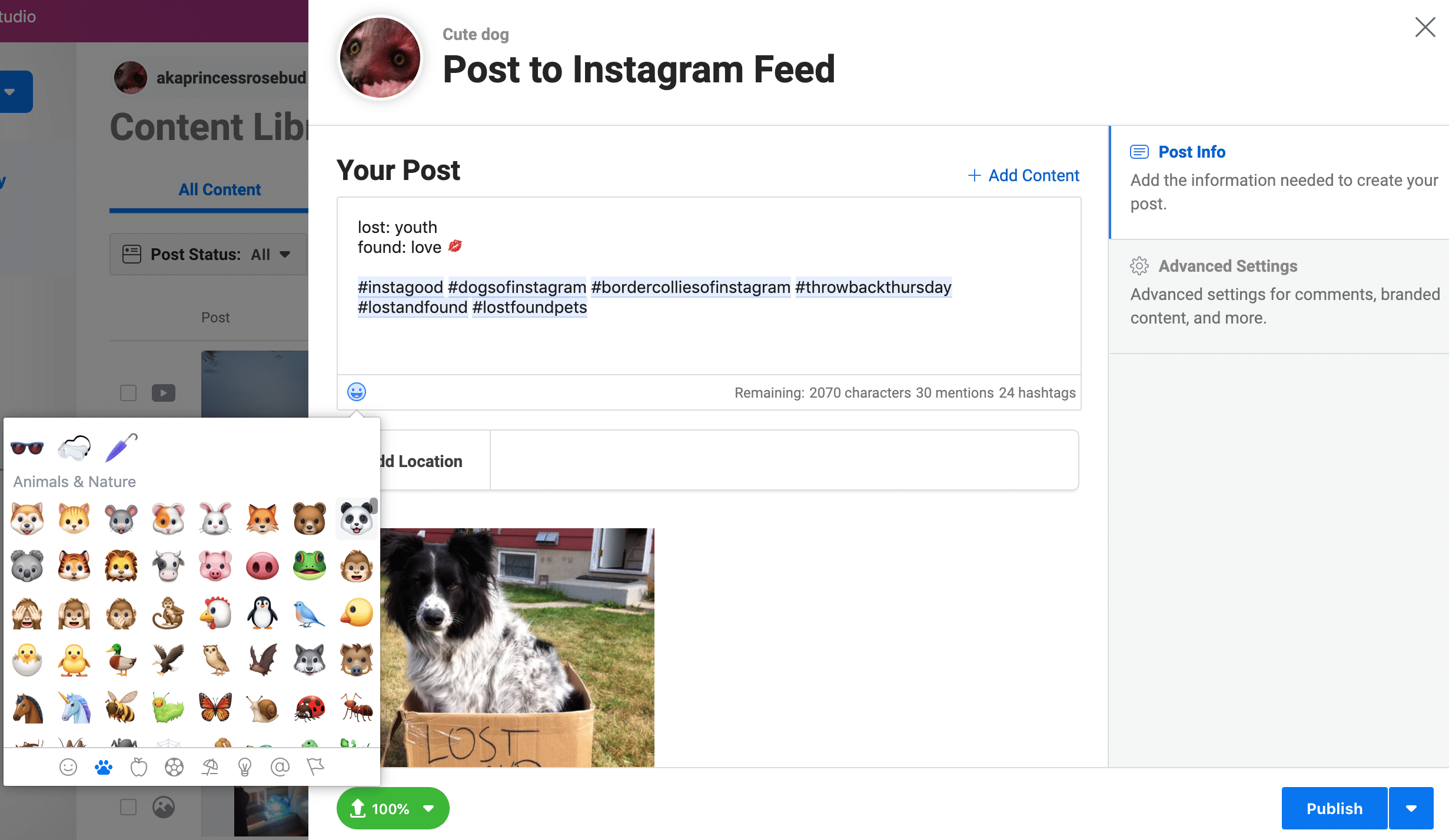 Cómo programar publicaciones de Instagram (3 métodos + consejos adicionales) Uso de Creator Studio para programar publicaciones de Instagram: opciones de Emoji