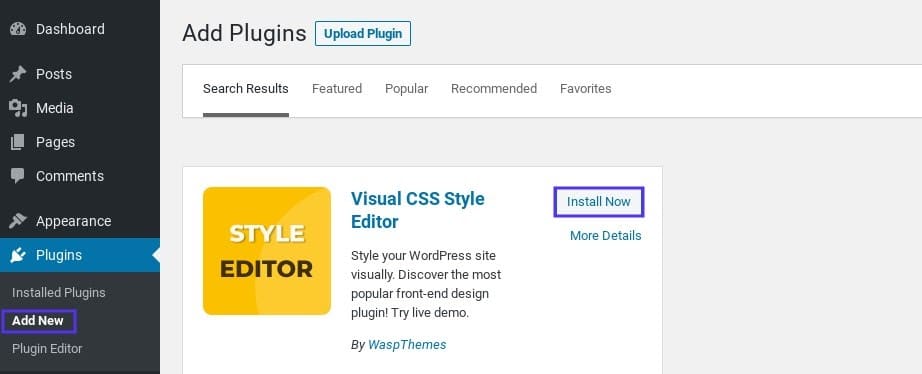 Cómo corregir el error "Elementos en los que se puede hacer clic demasiado juntos" (3 métodos) La opción de instalar el complemento YellowPencil en WordPress.