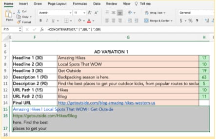 Fusionar y centrar en el ejemplo de Excel