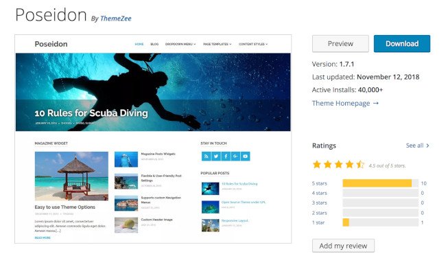 25 de los mejores temas gratuitos de WordPress para bloggers en 2021 tema de blog de wordpress de poseidón