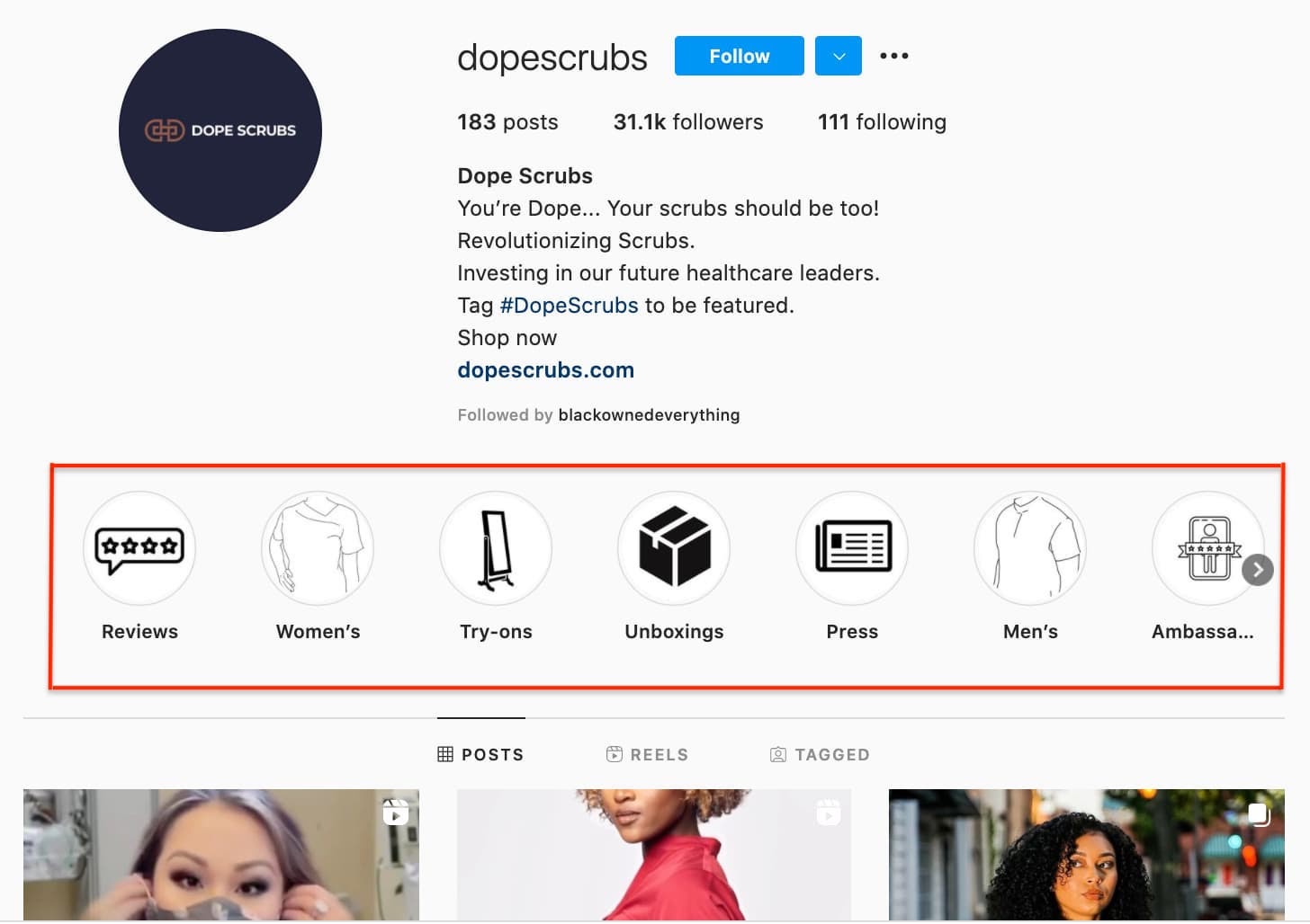 ejemplo de historias destacadas de instagram
