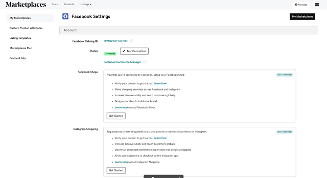 Novedades en sitios web + comercio electrónico de marketing Configuración de tiendas de Facebook e Instagram en el panel de Marketplaces