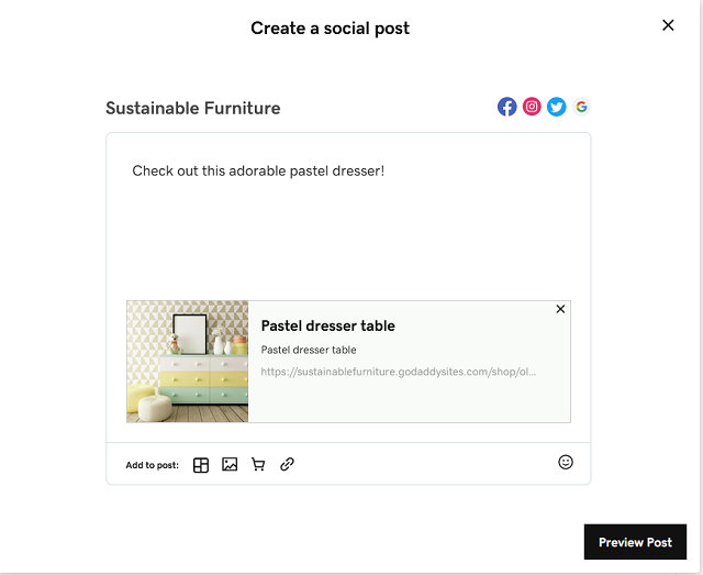 Novedades en sitios web + comercio electrónico de marketing Página de vista previa para compartir en las redes sociales