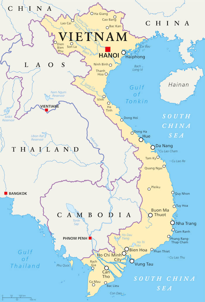 Mapa, de, vietnam