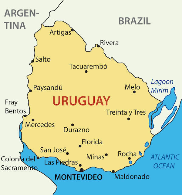 Mapa, de, uruguay